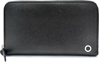 Bulgari Black Blue Leather Coin Purse/Coin Case (Pre-Owned)