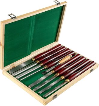 OEM Herramientas Para Torneado De Madera, Fabricadas En Acero Al Carbono, Dise&ntilde;o Ergon&oacute;mico, 8 Piezas - Rojo