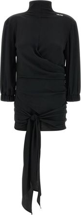 The Attico Black Turtle Neck Draped Tie Top