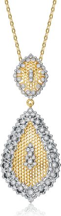 Rachel Glauber Rhodium And 14k Gold Plated Cubic Zirconia Pendant Necklace