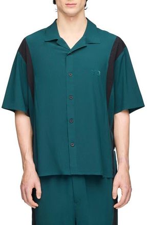 Yohji Yamamoto Mesh Panel Woven Shirt in Green at Nordstrom, Size Xx-Large