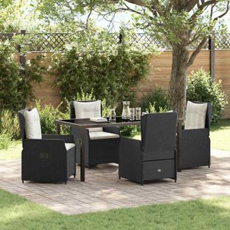 vidaXL Vidaxl - Conjunto De Comedor De Jard&iacute;n 5 Pcs Negro Rat&aacute;n Sint&eacute;tico