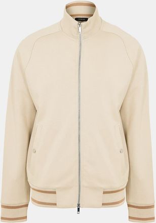 HUGO BOSS Mens Regular Fit Raglan Sleeve Funnel Neck Sweatshirt in Light Beige - Size Medium