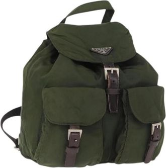 Prada Pre-owned Backpacks, female, Green, Size: ONE SIZE Pre-owned Nylon Backpack