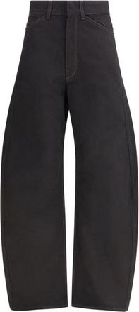 Christophe Lemaire Gestructureerde Barrel Broek met Zakken - Dames - Loose Fit Jeans - Zwart - 3XS - Katoen - Jeans