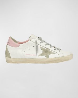 Golden Goose Superstar Leather Upper And Heel Suede Star And Spur Cream Sole Sneakers