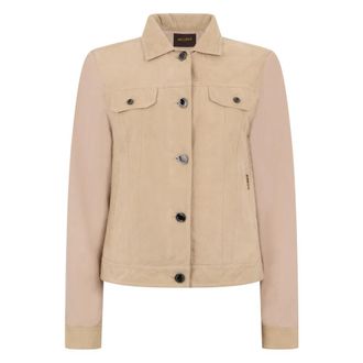 Moorer Leather Jackets, female, Beige, Size: 3XL Neha Jacket