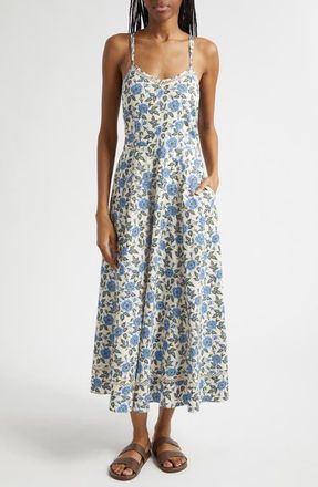 Derek Lam Adair Print Sleeveless Midi Dress in Blue Bell Floral at Nordstrom, Size 00