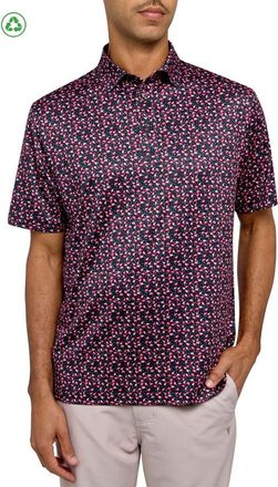 ConStruct Micro Flamingo Print Performance Golf Polo in Black/multi at Nordstrom, Size Large