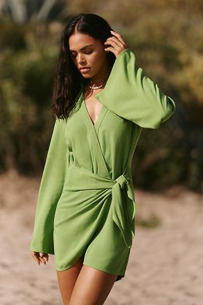 L*Space Las Palmas Long-Sleeve Wrap Mini Dress