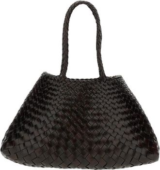 Dragon Diffusion Brown Santa Croce Woven Leather Tote Bag