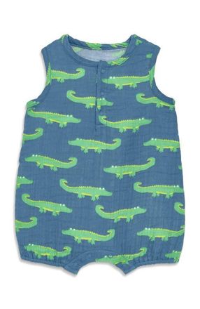primary Baby Cotton Gauze Bubble Shortie In Seasonal Prints in Moonlight Alligators at Nordstrom, Size 12-18M