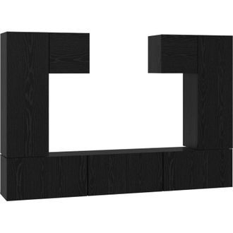 vidaXL Vidaxl - Conjunto De Mueble De Tv 7 Pcs Roble Negro 180 X 30 X 120 Cm