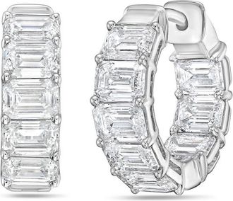 Diana M. Jewels 14kt white gold emerald lab grown diamond round huggie hoops weighing 3.00 cts tw, 0.50
