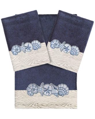 Linum Home Textiles 100% Turkish Cotton Shell Row 3Pc Embellished Towel Set