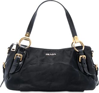 Prada Borsa a tracolla in tessuto con logo 2000-2025 - Nero