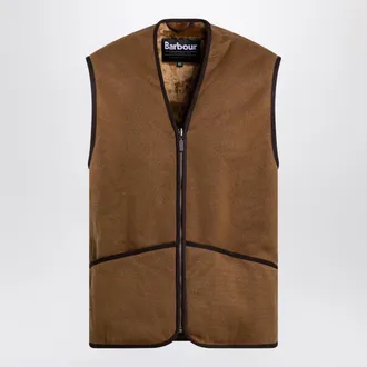 Barbour Brown zip-up fleece vest