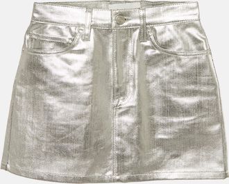Frame Denim Frame Silver Coated Denim Mini Skirt