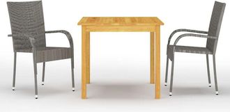 vidaXL Juego De Comedor Para Jard&iacute;n 3 Piezas Gris Vidaxl