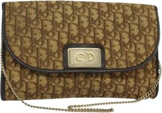Dior Pre-owned Trotter Canvas Vintage Schoudertas - Dames - Vintage Schoudertas - Bruin - ONE Size - Vintage