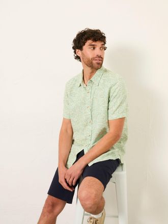 Fat Face FatFace Mint Green Short Sleeve Leaf Print Shirt