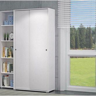 Dmora Armario Dbuti, Armario Con 2 Puertas Correderas Y 4 Baldas, Muebles De Dormitorio Multiusos Modernos, 100% Made In Italy, 90x45h195 Cm, Roble Y Blanco