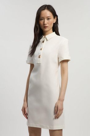 Karen Millen Womens Techno Cotton Woven Short Shirt Dress With Gold Clasp - White - Size 14 UK