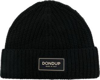 Dondup logo-patch beanie - men - Acrylic/Virgin Wool - OS - Black