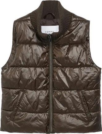 Comma Jassen, Dames, Bruin, 3Xl, Polyester, Puffer Vest met Ritszakken