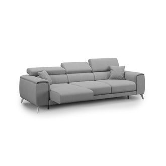 Divani.Store Fusion Sof&aacute; Con Asientos Deslizantes En Tela Suave Antimanchas 260 Cm Gris