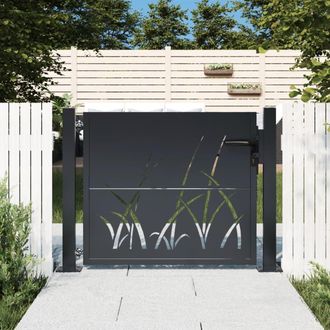 Berkfield Home Garden Gate Anthracite 105x105 cm Steel Grass Design