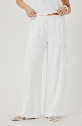 Splendid Stella Linen Cargo Pull-On Pants in White at Nordstrom, Size X-Small
