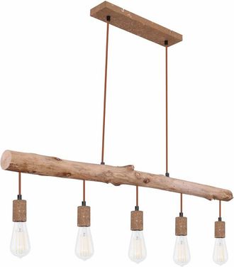 Globo Lighting Lampada a sospensione da soffitto in stile vintage color ruggine soggiorno trave in legno lampada a sospensione regolabile in altezza Globo 15327-5N