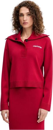 Patrizia Pepe Gebreide sweater - Dames - Sweatshirts - Rood - XS - Leer - Hoodies & sweatvesten