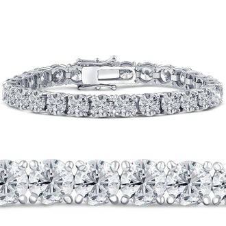 Pompeii3 26.94Ct TW Round Diamond 7 Tennis Bracelet 14k White Gold Lab Grown (GH/S2-I1)