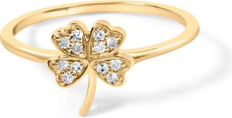 House of Brilliance 10K Yellow Gold Diamond Accent 4 Leaf Clover Ring