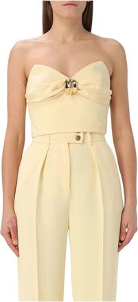 Elisabetta Franchi Tops, Dames, Geel, XS, Polyester, Strapless Fashion Top