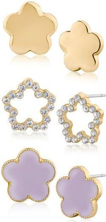 Jardin Set of 3 Clover Stud Earrings in Lavender/Gold at Nordstrom Rack