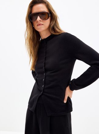 Contemporaine Womens Solid fitted funnel neck Cardigan Sweater
