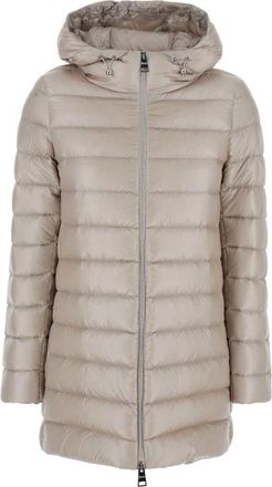 Herno Donsjack met capuchon van technische stof - Dames - Parka Jassen - Beige - S - Leer - Jassen