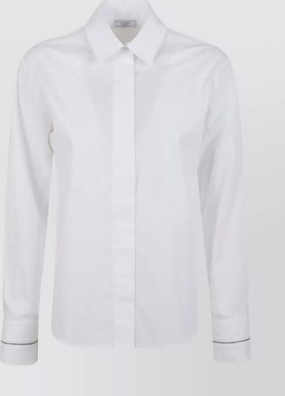 PESERICO long sleeve collared blouse with cuffed sleeves
