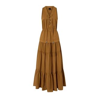 Pinko Casarsa Dress - Dames - Maxi kleedjes - Bruin - L - Katoen - Kleedjes
