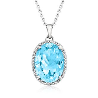 Ross-Simons Swiss Blue Topaz Pendant Necklace in Sterling Silver