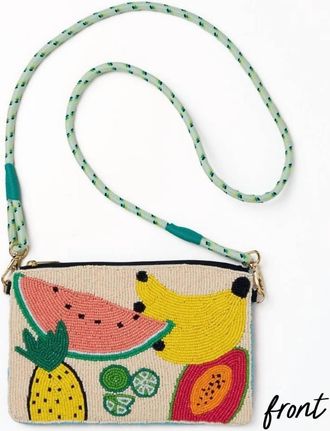 Ink+Alloy Leila Seed Bead Clutch With Strap In Mixed Fruit