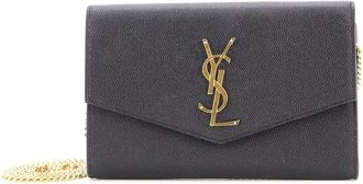 Saint Laurent Black Leather Uptown Chain Wallet (Authentic Pre-Loved)