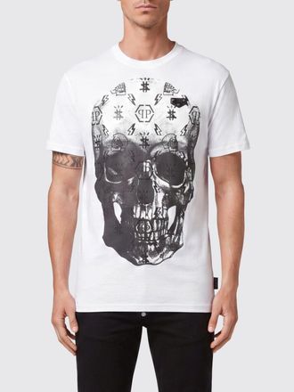 Philipp Plein T-shirt in cotone con stampa Skull e logo posteriore a contrasto