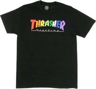 Thrasher Multicolor Regenboog T-shirt Zwart Heren T-shirt - Heren - T-shirts - Zwart - L - Katoen - Tops