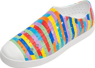 Native Jefferson Printed Slip-On Sneaker in Shell White/Rain Multi Stripe at Nordstrom Rack, Size 8