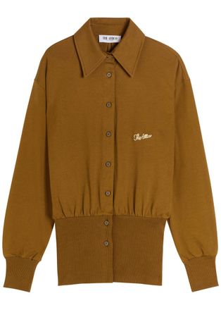 The Attico Logo-embroidered Cotton Shirt - Khaki - 44 (UK12 / M)