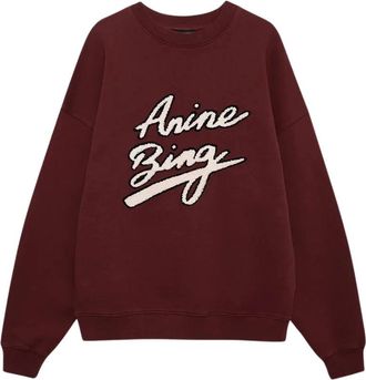 Anine Bing Miles Sweatshirt Chenille Signature - Dames - Sweatshirts - Rood - M - Katoen - Hoodies & sweatvesten